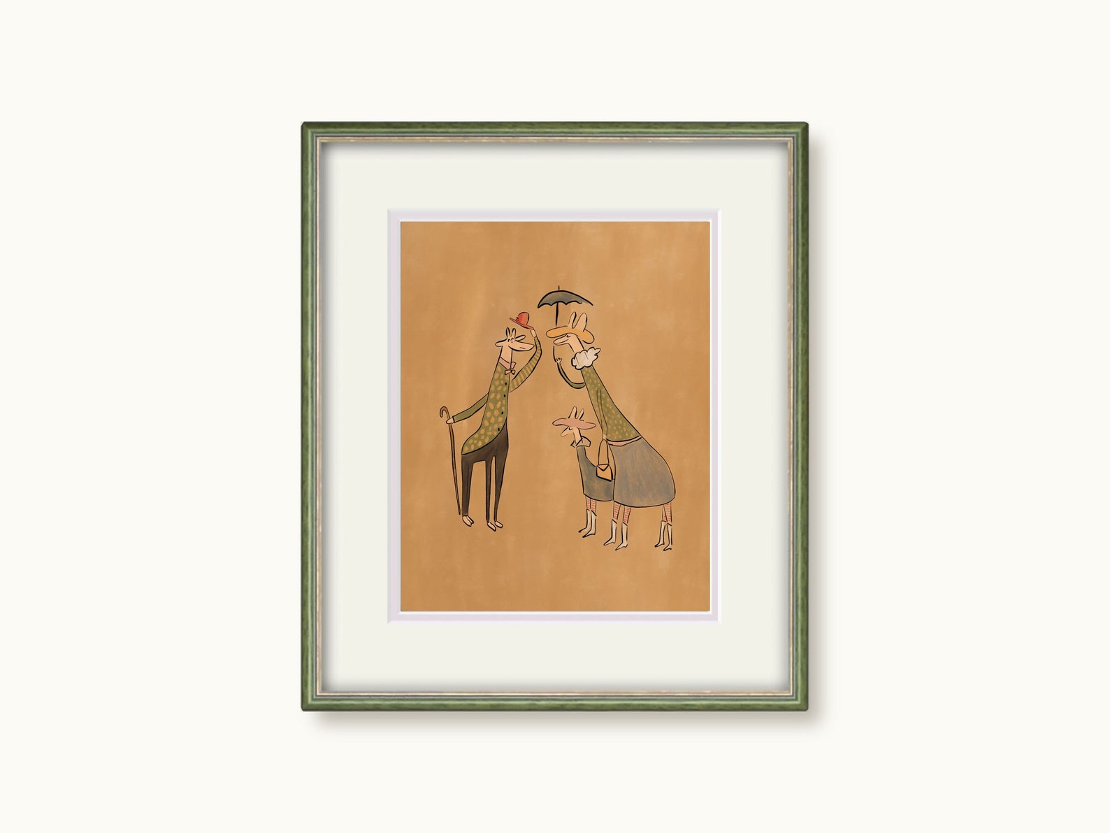 Bemelmans Inspired Illustration Art Print | Ludwig Bemelmans Mural Giraffe Art Print R1-2