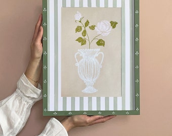 Rose Oil Pastel Art Print | Vintage Botanical Cottage Art
