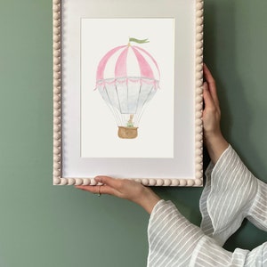 Watercolour Rabbit in Hot Air Balloon DIGITAL Art Print | Bunny Vintage Children's Nursery Gallery Wall Printable Art Print R4-1