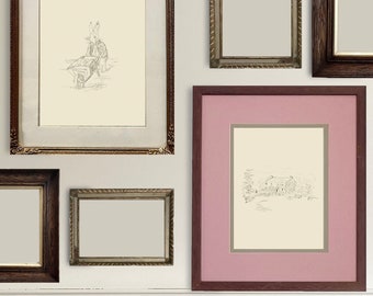 Set of 2 Beatrix Potter Inspired PRINTABLE Art Prints | Peter Rabbit Illustration Sketch DIGITAL Art R2-1 and R2-2