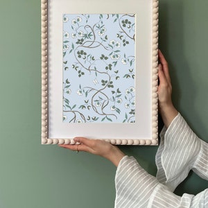 Carta da parati Chintz Chinoiserie di ispirazione vintage Stampa artistica DIGITALE / Stampa artistica da parati floreale botanica STAMPABILE in azzurro S9-3