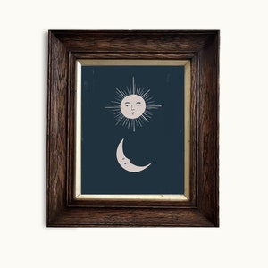 Sun and Moon Celestial Art Print | Cosmic Moon Illustration Art Print R1-6