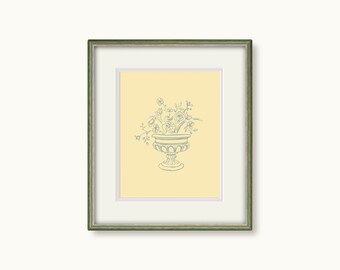 Natureza morta Urna Plantador Impressão de arte DIGITAL | Vaso de flores para impressão Vintage Inspirado Eclético Amarelo Impressão de arte T1-5