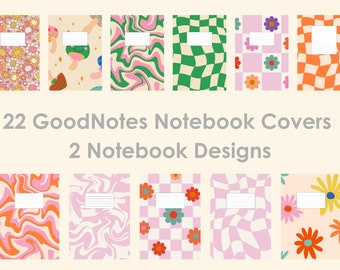 Groovy 70s Digital Notebook Covers, Colorful GoodNotes Planners (A4) (Digital Download)