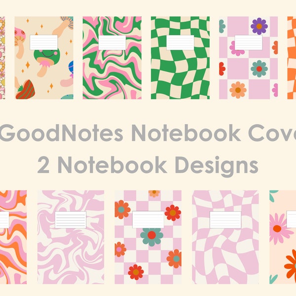 Groovy Digital NoteBook Covers Digital Notebook GoodNotes Cover Colourful notebook Digital Notebooks Digital Planner Cover Groovy aesthetic