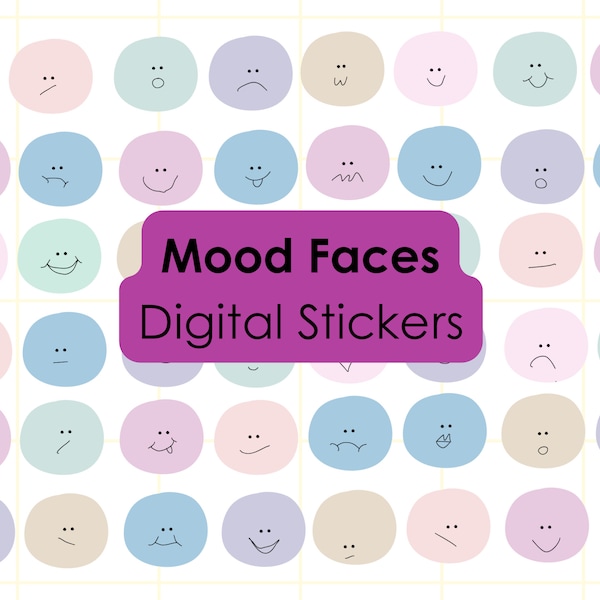 Cute mood stickers Digital sticker Pre-cropped Digital Stickers Digital Download colourful digital stickers mood Digital journal stickers