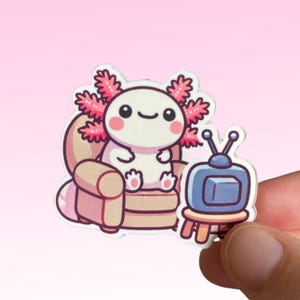kawaii axolotl cute sticker for planner cute tv axolotl sticker planner journal kawaii sticker die-cut sticker cute axolotl relaxing