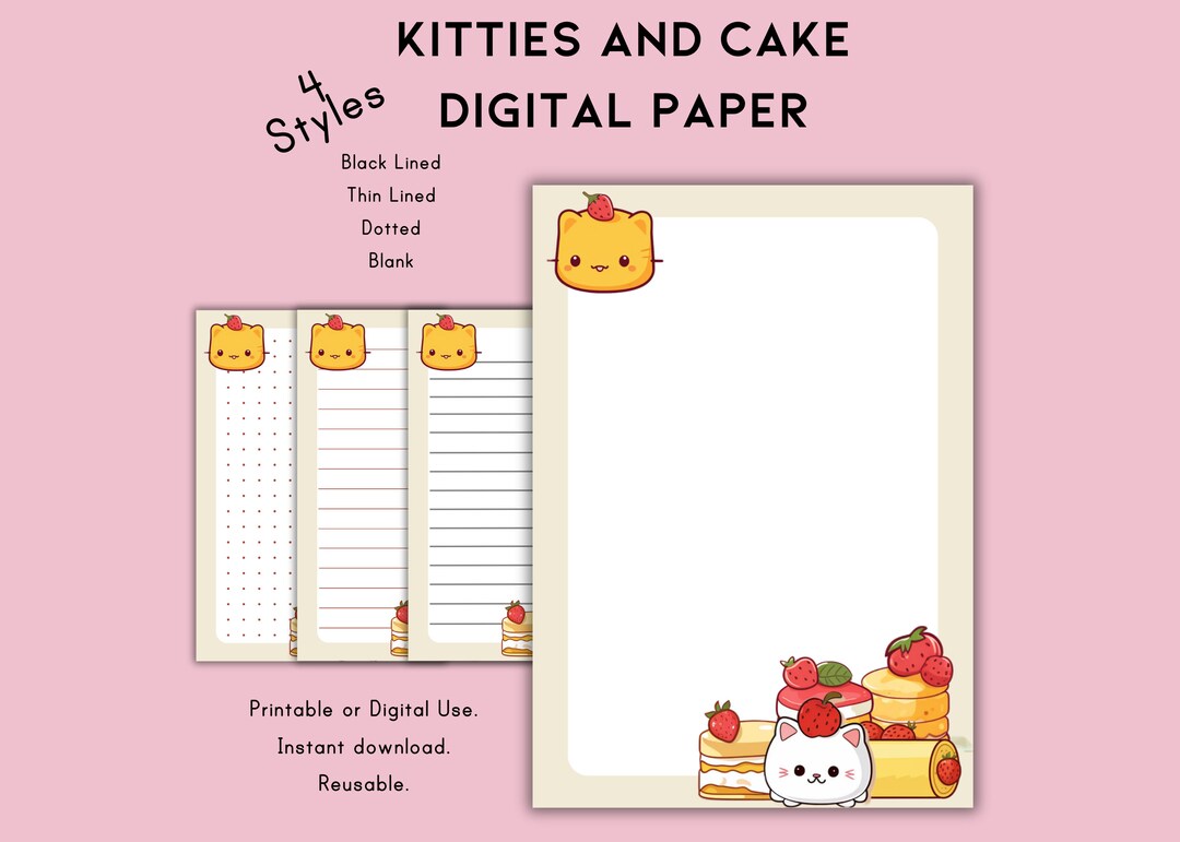 Cute Bear and Balloon Digital Paper Reusable Printable Paper Cute ...