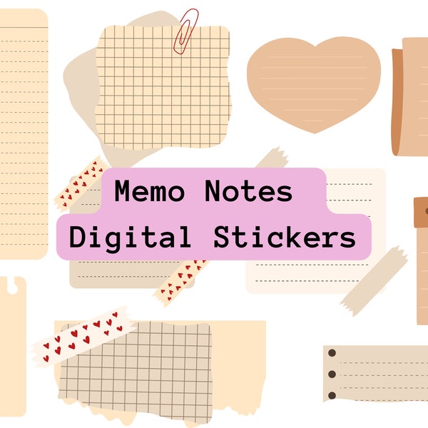 37 Digital memo note stickers Pre-cropped Stickers beige stickers Cute dog digital stickers GoodNotes Digital Planner stickers Journal beige