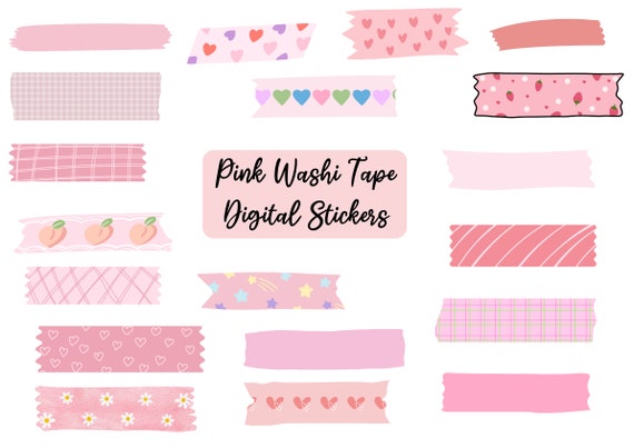 Pink Washi Tape Digital Stickers Pre-cropped Digital Stickers