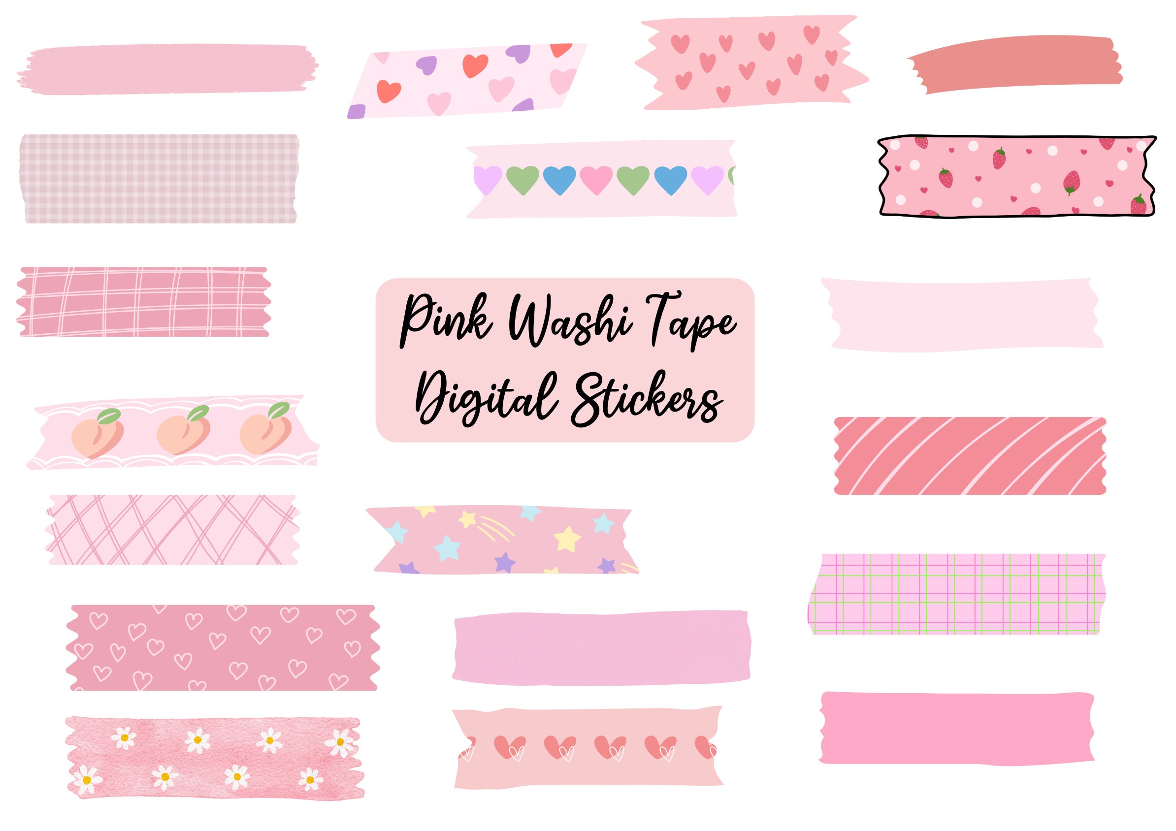 Pink Washi Tape Digital Stickers Pre-cropped Digital Stickers Download Pink  Cute Digital Washi Tape Stickers Digital Planner Stickers -  Israel