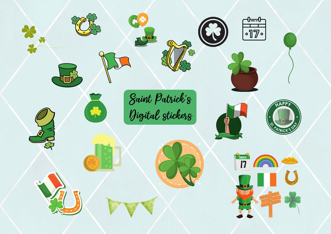 Saint Patrick's Day Digital Sticker Pre-cropped Digital - Etsy UK