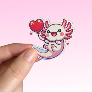 kawaii axolotl cute sticker for planner cute axolotl valentine&#39;s day sticker planner journal kawaii sticker sticker cute axolotl love heart