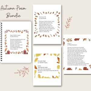 Autumn Poem Bundle, Homeschool Printable, Nature Poems, Wall Art ...
