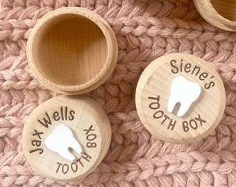 Custom tooth fairy box child first tooth memory box name engraved box for teeth keepsake personalized box wood tooth saver baby keepsake