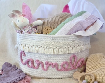 Baby shower personalized gift basket baby gift basket rope cotton basket baby gift basket toy basket storage basket baby name gift