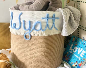 Personalized extra large laundry basket baby tote custom large basket playroom storage nursery name gift stuffed animal basket personalized