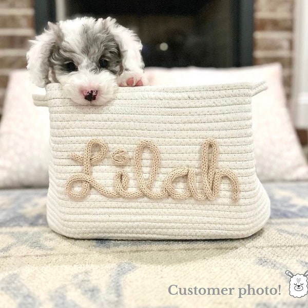 Personalized dog toy basket large custom dog name gift dog lover gift dog mom present dog box toy custom new puppy present dog basket name