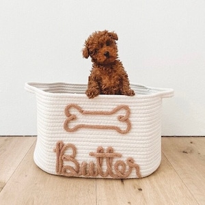 Personalized dog basket for toys hot sale
