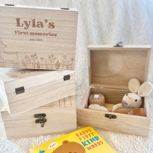 Engraved wood memory box