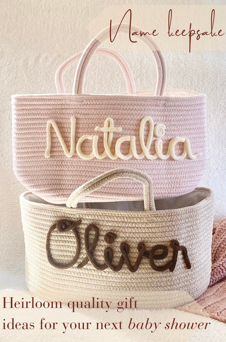 Name keepsake gift baby shower personalized diaper caddy