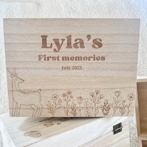 New mom memory box for new baby wood engraved