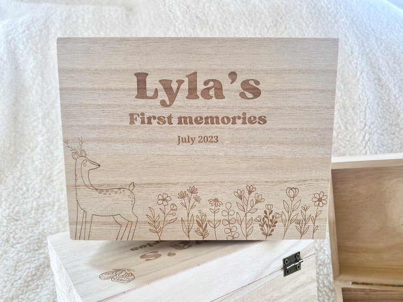 New mom memory box for new baby wood engraved