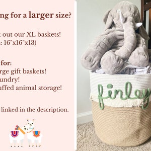 Personalized baby shower gift basket custom rope basket custom name gift knit name gift personalized diaper storage newborn baby shower girl image 9