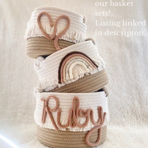 New born baby gift birthday gift baby shower gift set of 3 cotton rope baskets with name