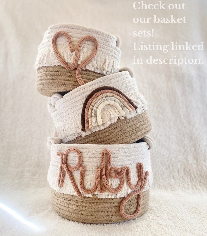 New born baby gift birthday gift baby shower gift set of 3 cotton rope baskets with name