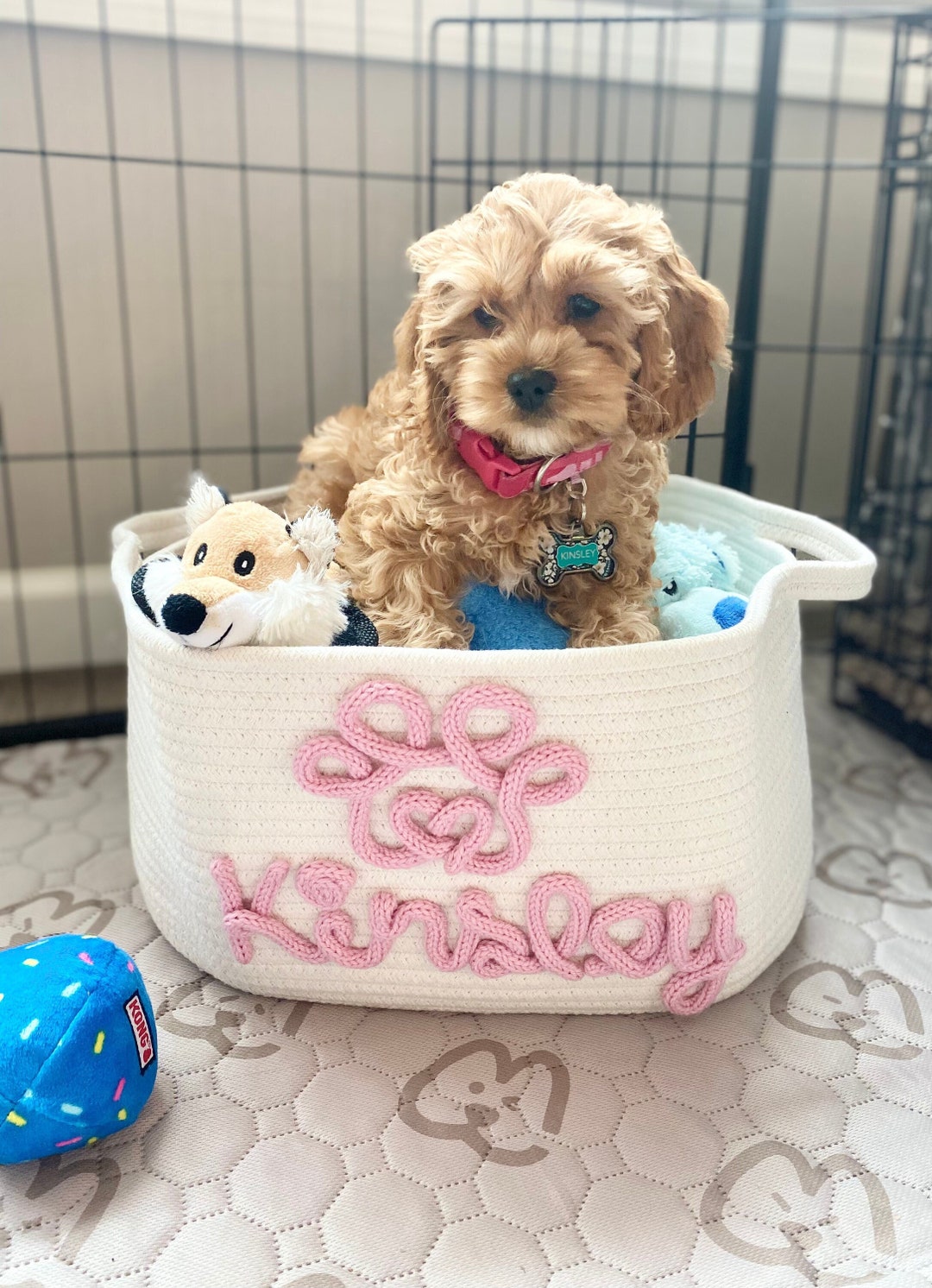 Personalized Dog Toy Basket Large Custom Dog Name Toy Bin Puppy Treat Basket New Puppy Toy