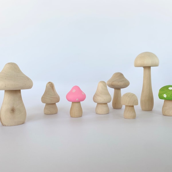 Craft wood mushroom bundle mushroom craft project fairy garden raw wood mushroom decor paint your own mushroom diy mushroom project painting