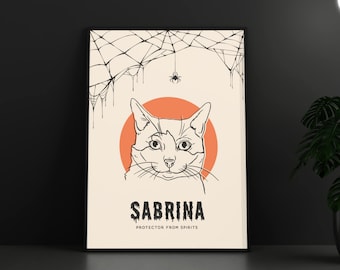 Retrato de gato personalizado, retrato de mascota para Halloween, gato espeluznante, regalo de Halloween, imprimible personalizado de Halloween, decoración de Halloween personalizada, regalo para mamá