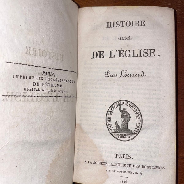 HISTOIRE ABRÉGÉE de L'ÉGLISE Par Lbouioud Édition originale / History of the Church Rare 1826 Antiquarian Petite French Antique Book