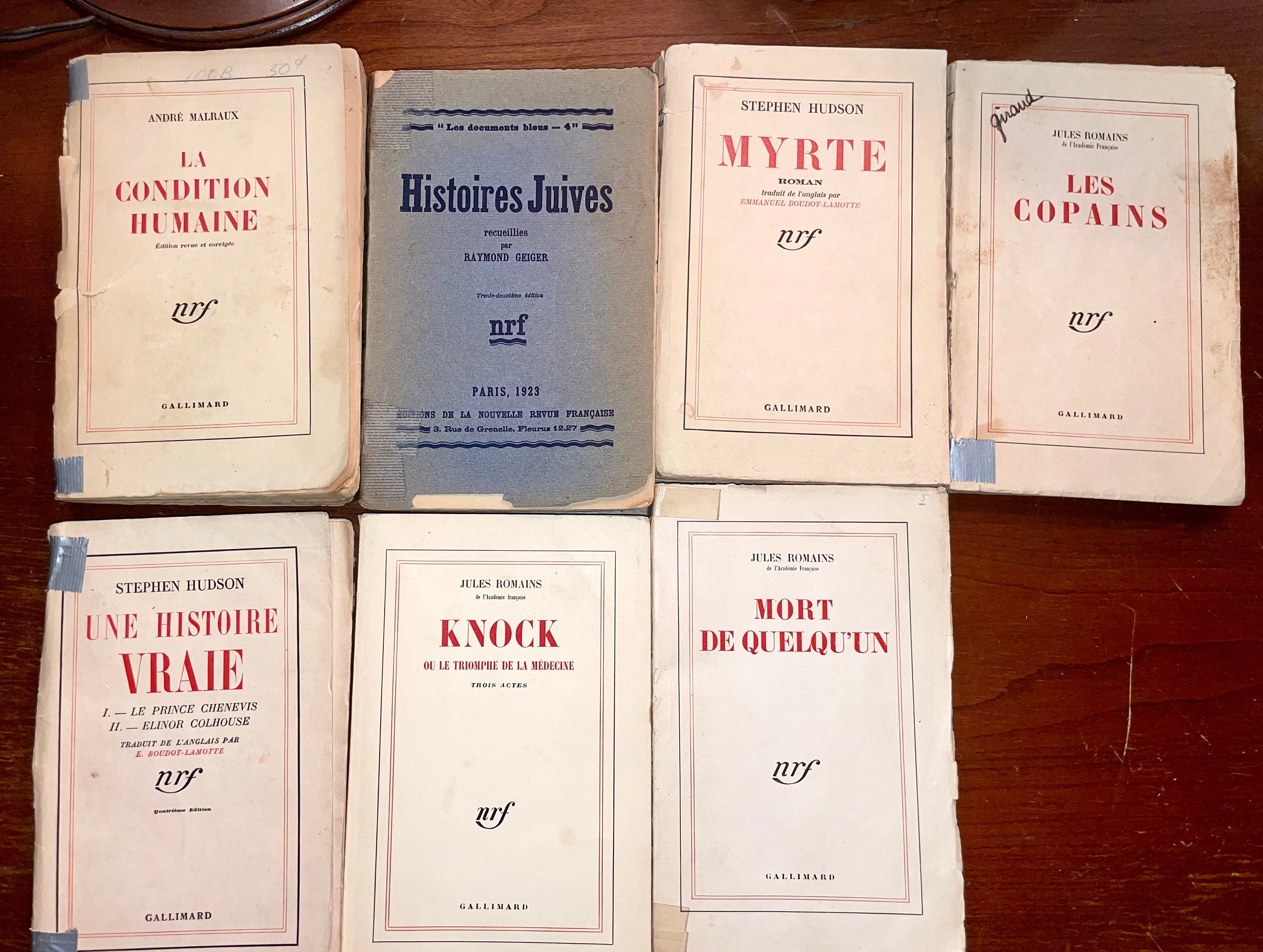 Set of 7 Antique French Collecrion Books / Gallimard / Jules
