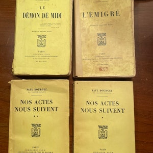Paul Bourget Set of 4 Antique Collectibles French books /Paul Bourget Ensemble de 4 livres anciens de collection français