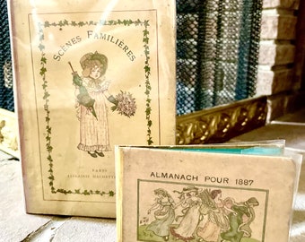 Kate Greenaway / ALMANACH / scenes familieres / GIRARDIN Set of 2