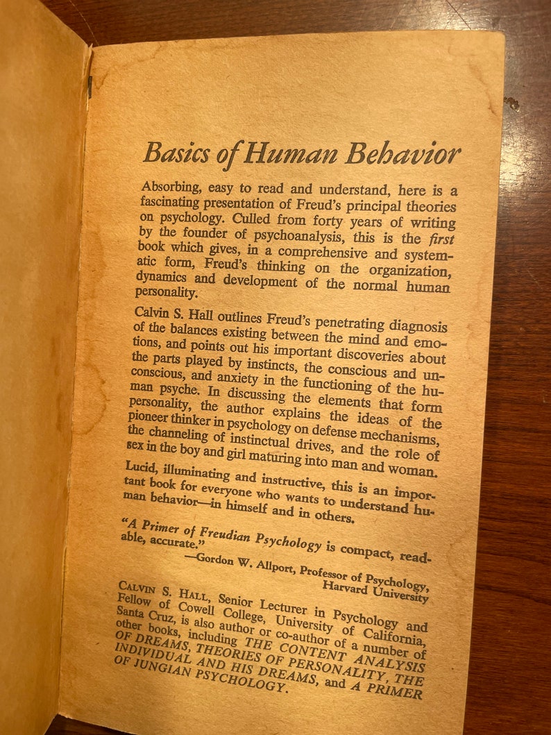 A primer of Freudian Psychology by Kevin Hall and FREUD Set of 2 Vintage books image 5