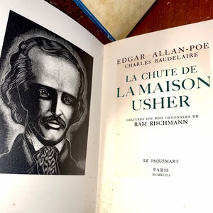 La Chute de La Maison Usher Par Edgar Poe / Der Fall des Hauses Usher Original Holzdrucke von Ram Rischman., Vintage Sammlerbuch