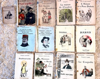 Extremely Rare books 13 Paperback ephemera French Antiquarian Book Collection / Collection de livres anciens éphémères très rares de poche