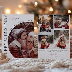 Modello per biglietto fotografico di Natale, biglietto fotografico di Natale stampabile, biglietto fotografico di Natale modificabile, biglietto fotografico per le vacanze, modello per biglietto di Natale