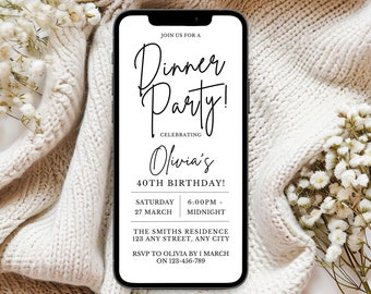 Dinner Party Invitation | Birthday Dinner | Digital Invitation | Birthday Invite | Rehearsal Dinner | Instant Download | Editable Template
