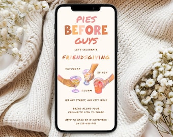 Friendsgiving Invitation | Pies before Guys Thanksgiving Invitation | Thanksgiving Dinner Invitation | Dinner Party | Editable Template
