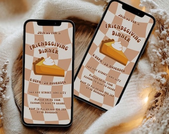 Friendsgiving Dinner Invitation, Friendsgiving Party Invite, Thanksgiving Dinner Invitation, Pumpkin Thanksgiving Invite, Editable Template