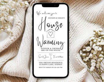 Minimal House Warming Invitation, House Warming Invite, Digital Mobile Invitation Download, Simple Modern House Warming Invite, Phone Invite