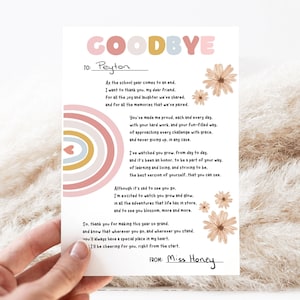 Regalo di addio dell'insegnante agli studenti, regalo dell'insegnante per l'ultimo giorno di scuola, biglietto di ringraziamento dell'insegnante, regalo di fine anno per gli studenti, poesia di addio