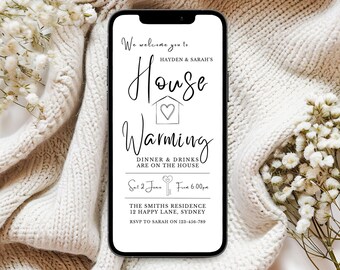 Minimal House Warming Invitation, House Warming Invite, Digital Mobile Invitation Download, Simple Modern House Warming Invite, Phone Invite