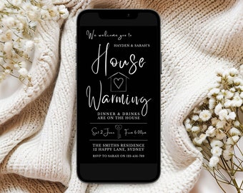 Minimal House Warming Invitation, House Warming Invite, Digital Mobile Invitation Download, Simple Modern House Warming Invite, Phone Invite