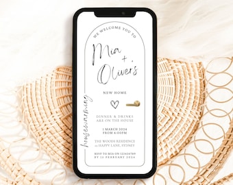 Minimal House Warming Invitation, House Warming Invite, Digital Mobile Invitation Download, Simple Modern House Warming Invite, Phone Invite