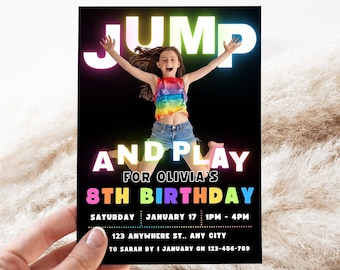 Trampoline Party Invite | Bounce House Party | Jump Invite | Trampoline Park Invite | Personalized With Your Photo Digital File
